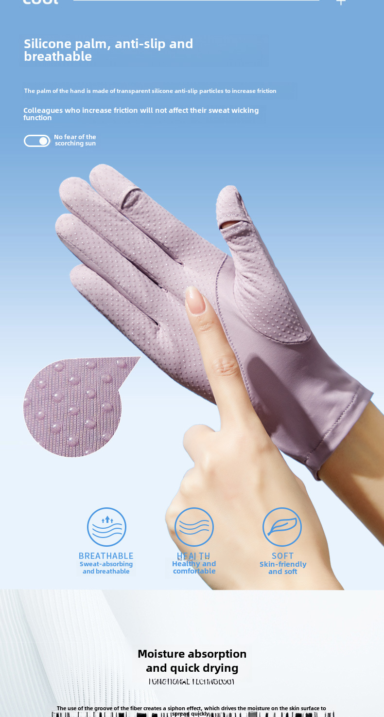 Sunscreen Gloves Women's Ultraviolet Protection Flip Thin Summer Ice Silk Breathable Fashion Electric Bicycle Bike Driving Finger_maomaolike.com