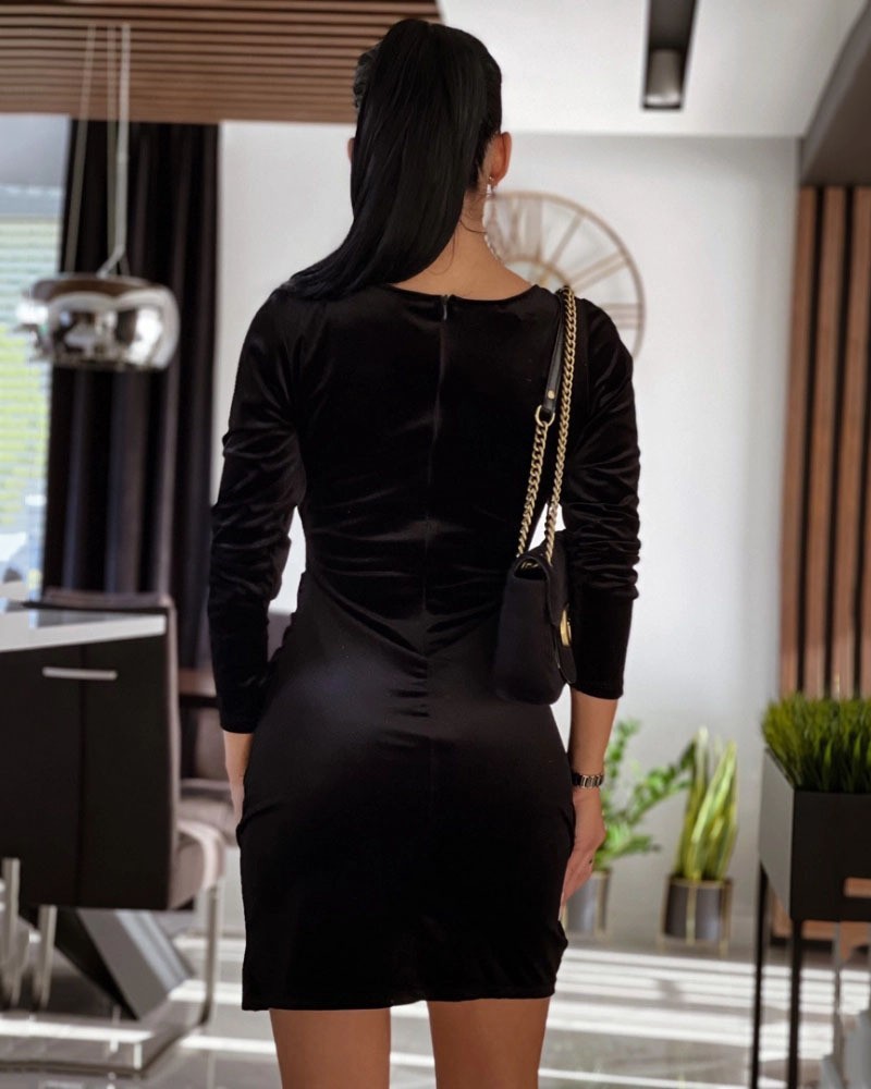 Women's Trendy Solid Color V‑Neck Dress Sexy Bodycon Slim Fit Daily Evening Wear_ecoleips.com