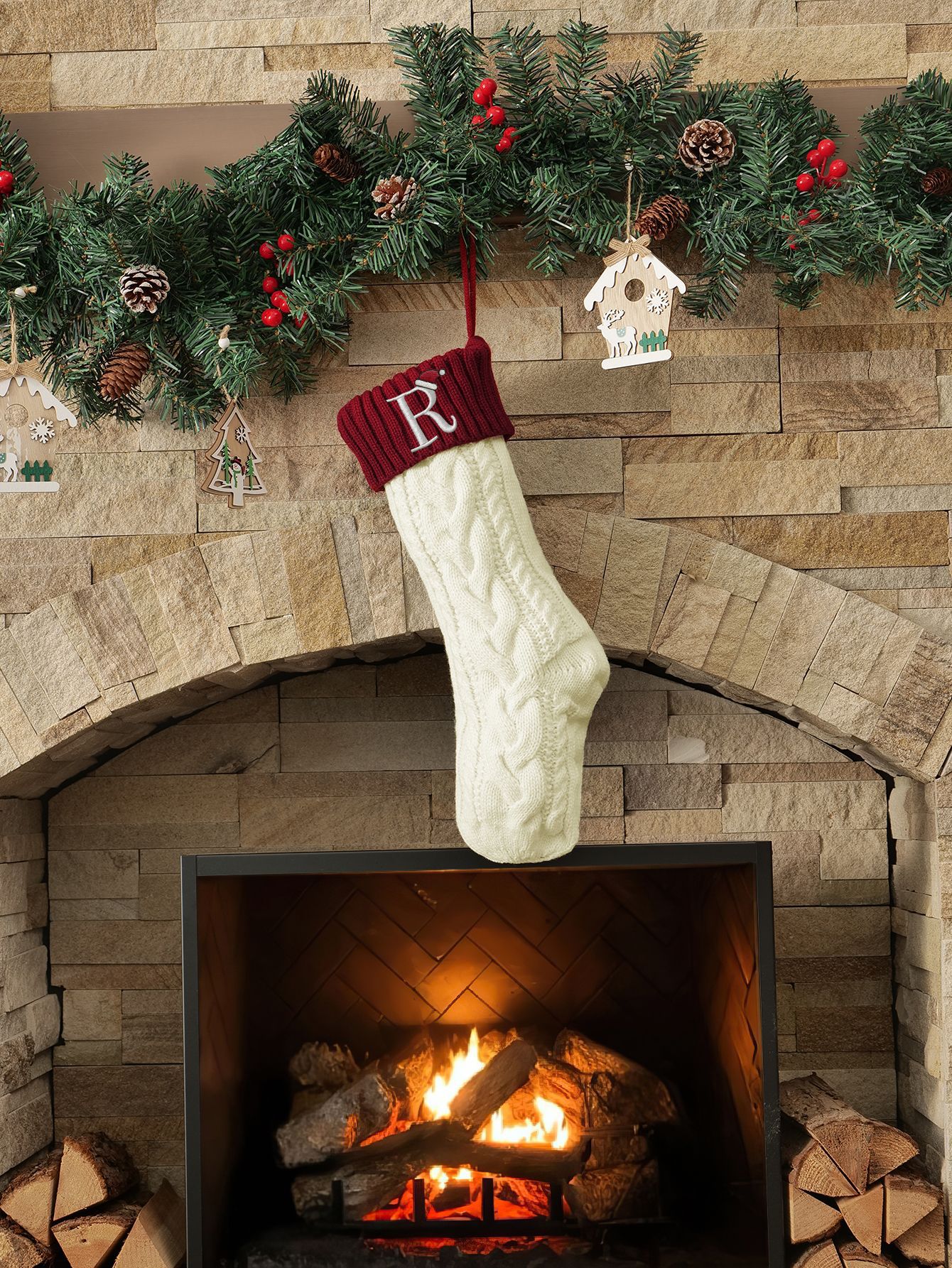 Amazon Europa y los Estados Unidos medias de Navidad personalizadas bordadas calcetines de letras de punto medias de regalo de Navidad colgantes fabricantes image 38