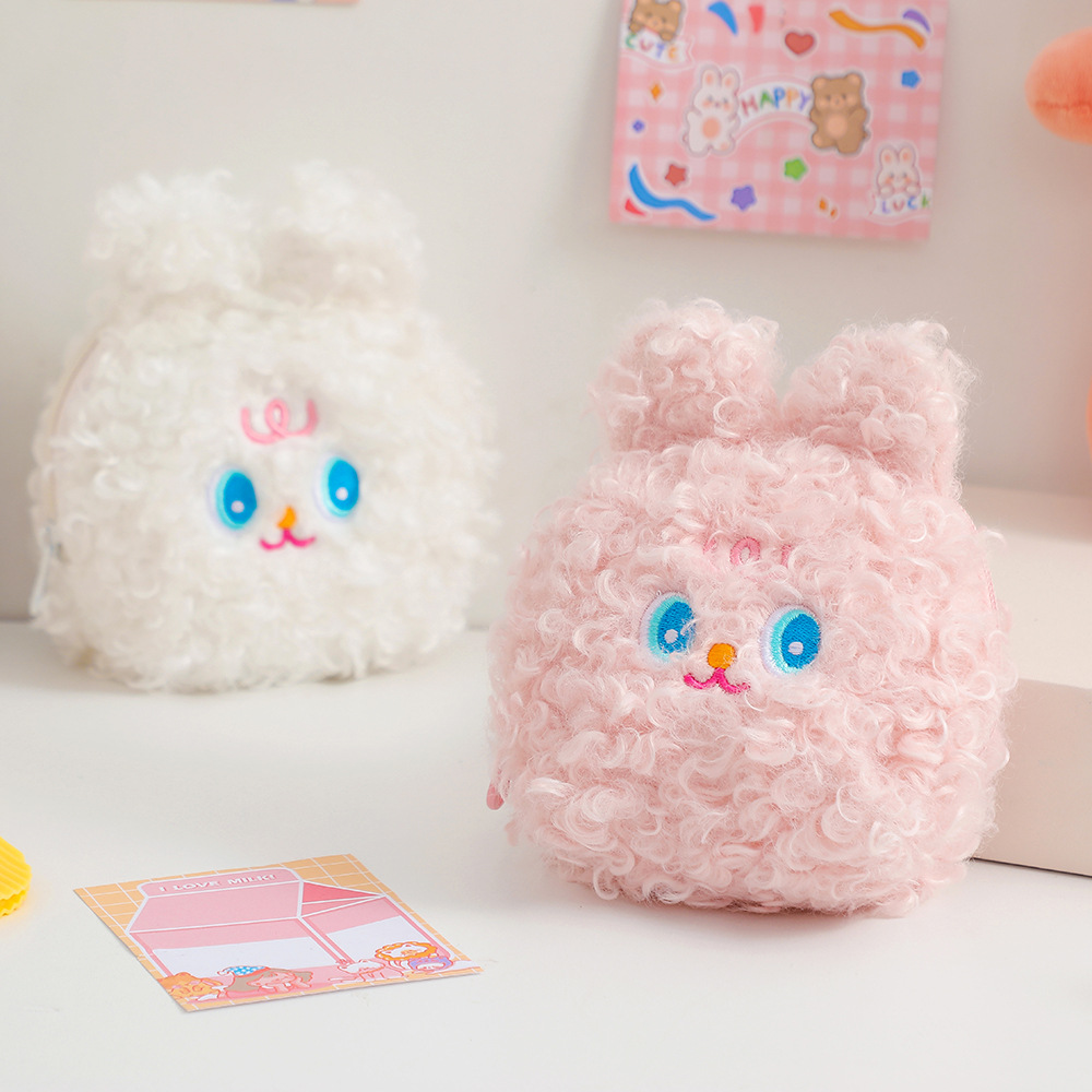 Korean Cartoon Cute Half-round Rabbit Plush Sanitary Napkin Storage Bag display picture 3
