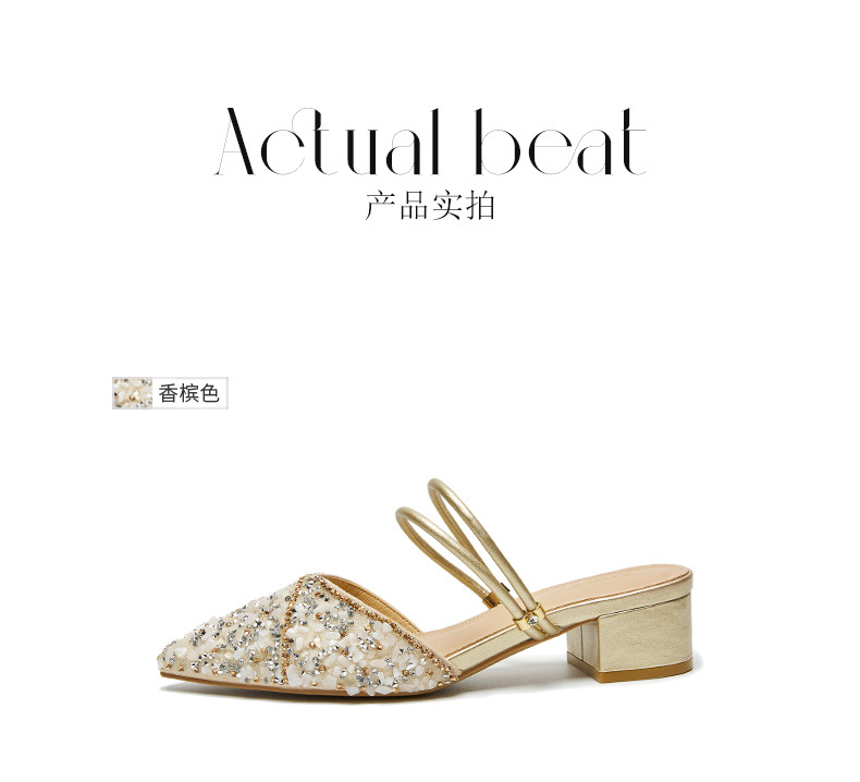 Sandal đính đá nữ đế thấp quai mảnh phối váy — BL139 màu bạc chi tiết 25