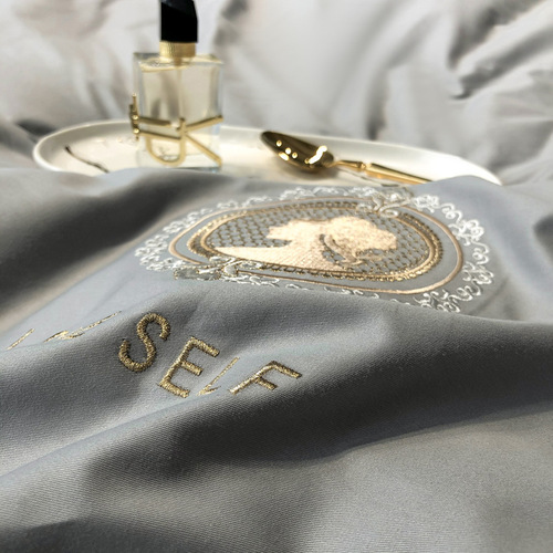 High-end light luxury 13376 Xinjiang long-staple cotton four-piece set, all-cotton pure cotton embroidered bedspread, solid color bed sheet set