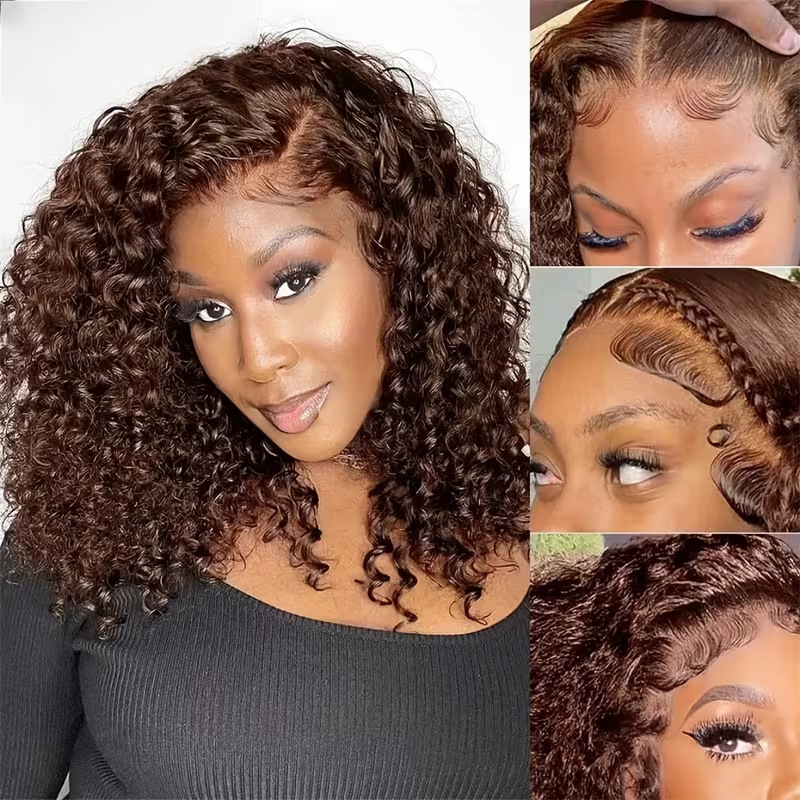 Human Hair Wig 13X4 Front Lace Wig African Small Curly Synthetic Short Curly Hair Cross-Border Supply Exclusive