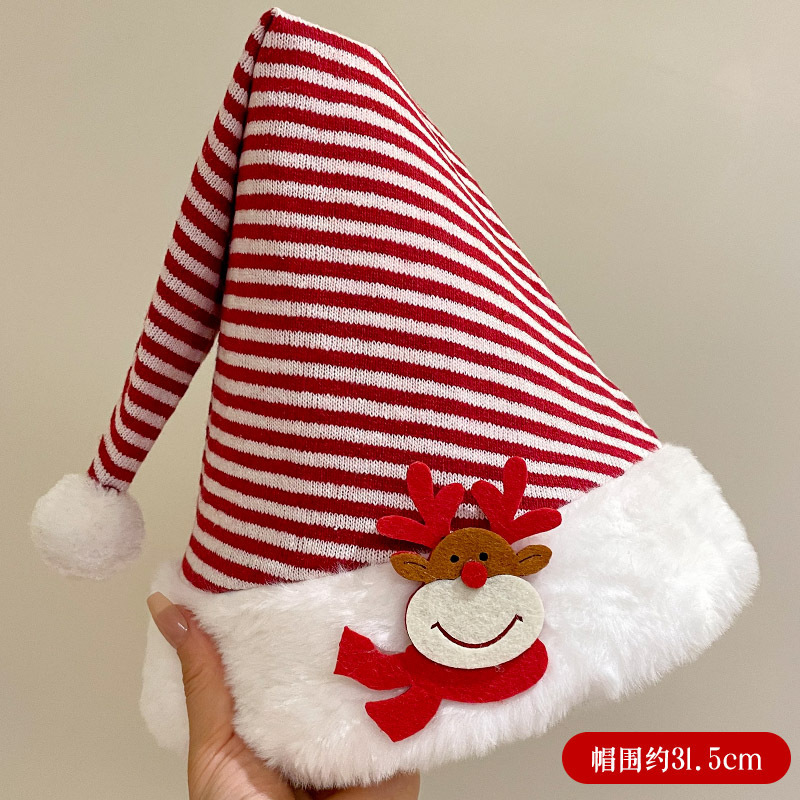 스카프 엘크 빨간 줄무늬 크리스마스 모자