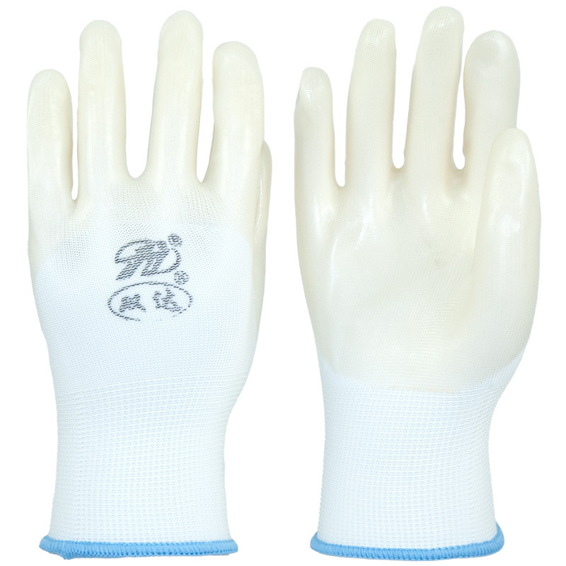 Guantes de impregnación de PVC semi-colgante blancos para la protección del sitio de construcción antideslizante y manejo resistente al desgaste