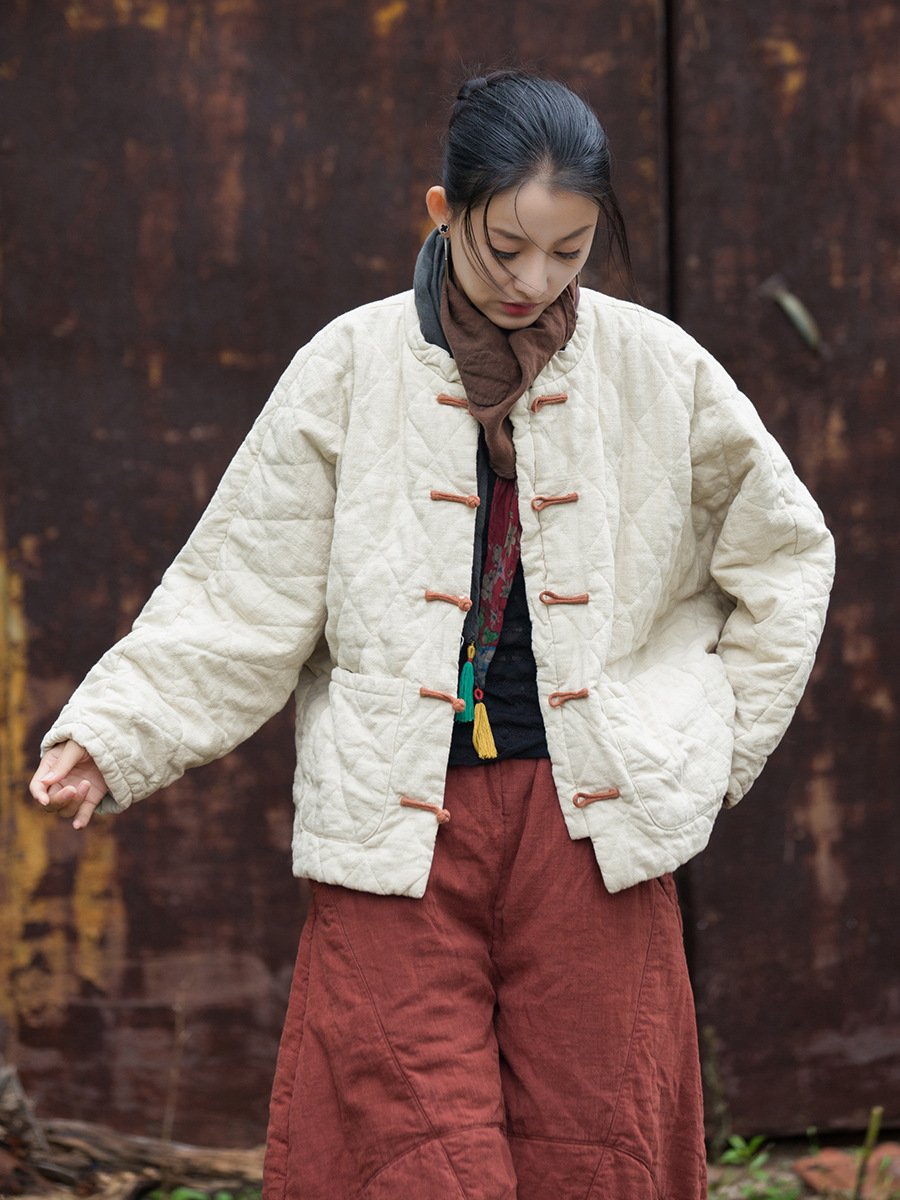 Chaqueta Acolchada para Mujer de Ramio y Algodón Térmica para Invierno