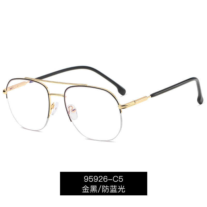 95926 Comercio exterior tendencia medio marco gafas marco hombres y mujeres mismo metal anti-azul gafas de luz puede ser equipado con gafas de miopía