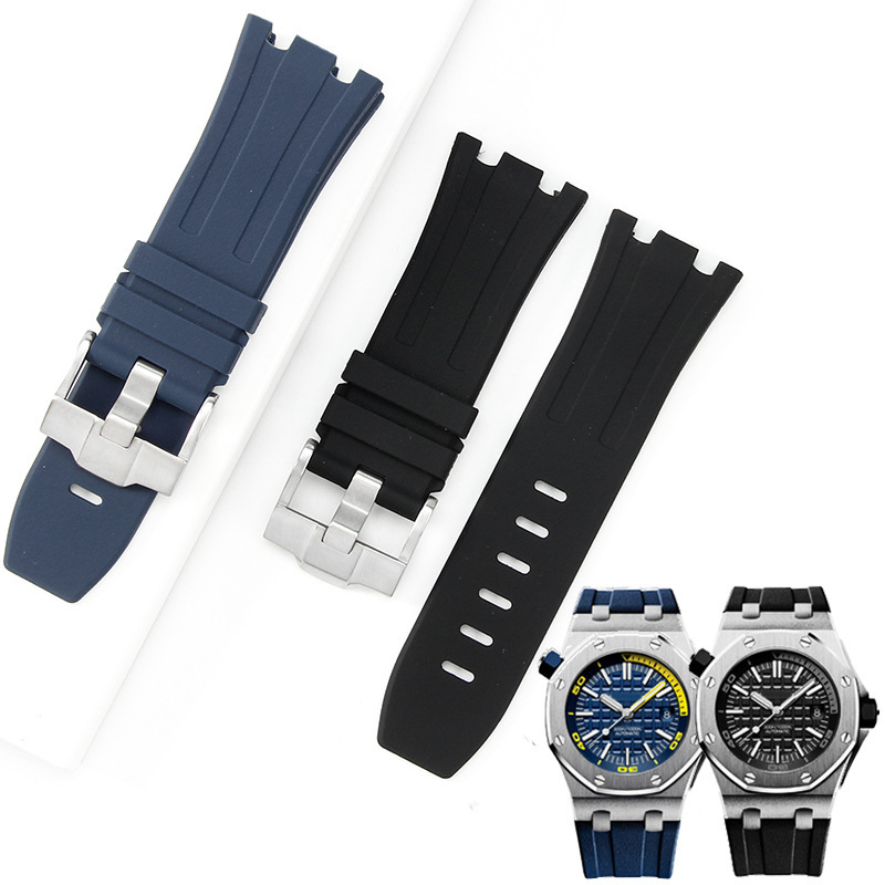 Substitute Royal Oak AP Strap Notched Silicone Rubber Strap Watch Accessories 28 * 24mm 30mm Headgrain Strap