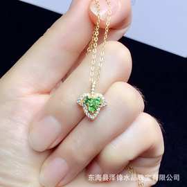 现货批发天然沙弗莱吊坠S925银镶嵌主石3*3mm首饰韩版轻奢首饰