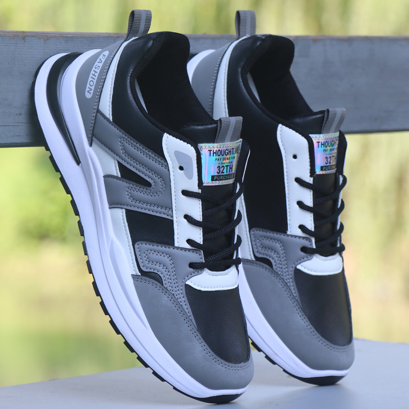 Zapatos de hombre nueva zapatilla de superficie de cuero impermeable zapatos de moda para hombres zapatos casuales ligeros versátiles zapatos de correr antideslizantes de fondo suave para hombres