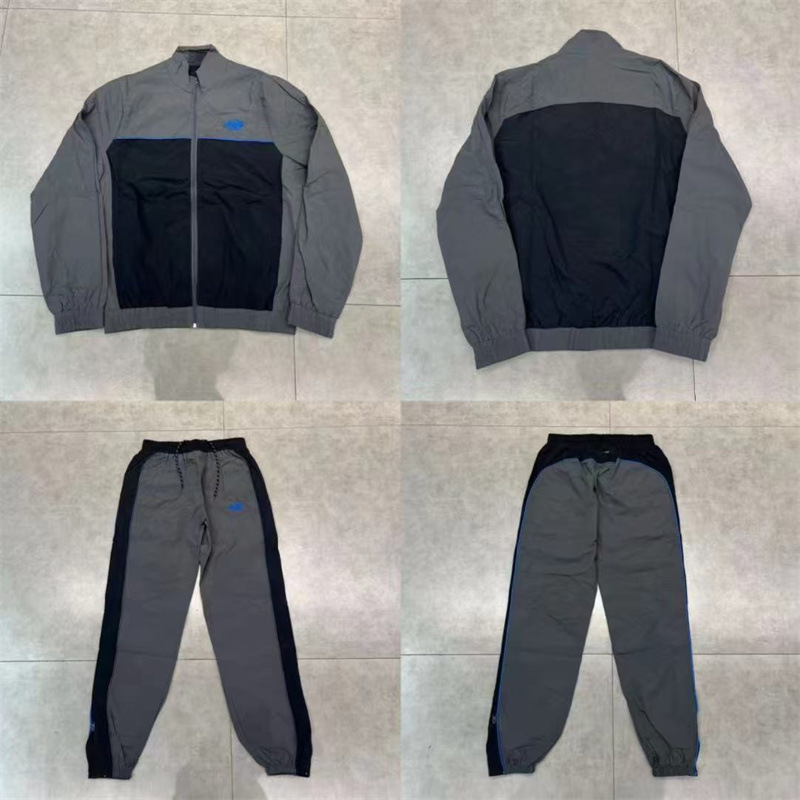 Syna Drill風アメリカ風街頭ヒップホップ刺繍ロゴステッチ立襟風衣ジャケットカジュアル長ズボンセット|undefined