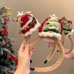 可爱圣诞帽发箍蝴蝶结雪花头箍搞怪发卡圣诞头饰圣诞节发饰少女