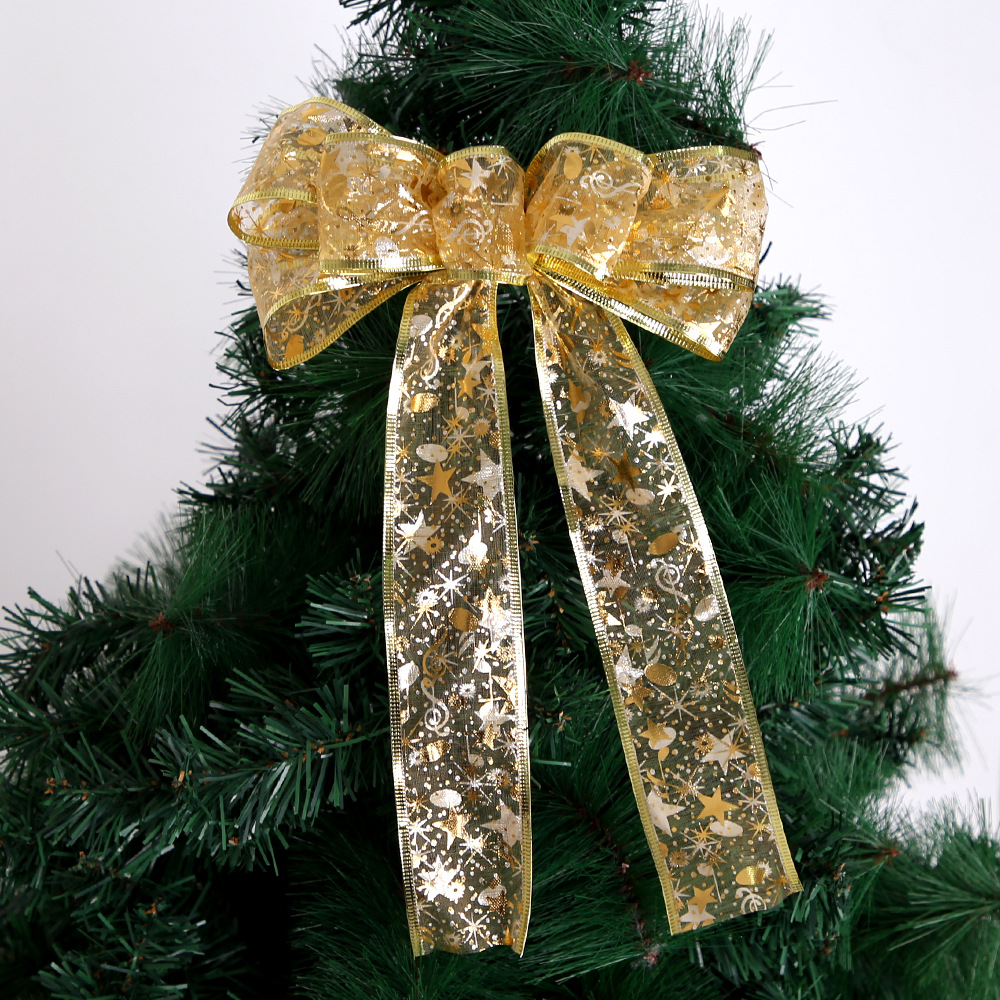 Doppellagiges Draht-Weihnachtsband, DIY-Schleife, Weihnachtsbaum, Geschenkverpackung, dekoratives Band_voghion.com