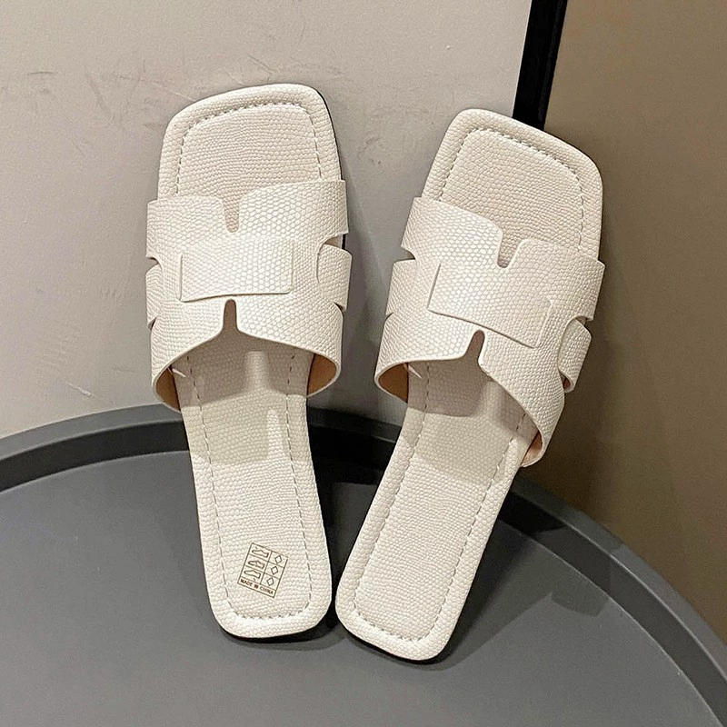 Европа и Соединенные Штаты трансграничная Внешняя торговля Женщины 2023 Летние квадратные плоские женские сандалии ленивые пляжная обувь больших размеров оптом