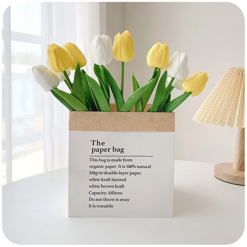 Flores florales Decoración de la sala de estar Decoración Decoración Ramo biónico Tulipán Flor seca de lujo ligero Flor falsa Decoración eterna