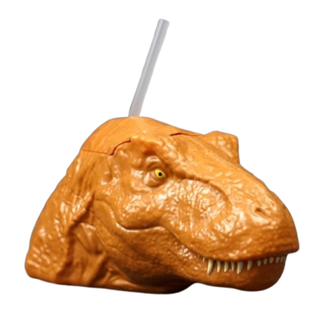 Taza de paja de dinosaurio feroz taza de bebida fría taza de forma de T. Rex Velociraptor taza de gran capacidad taza de paja extraña de Halloween