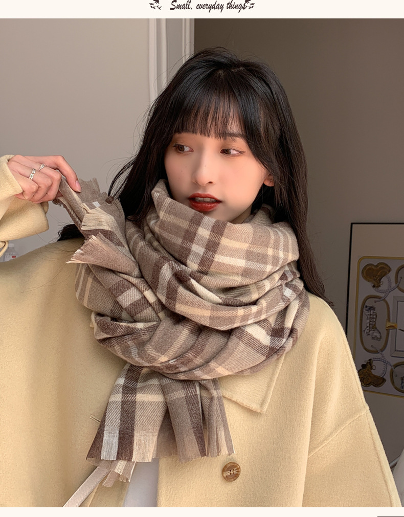 Short Beard Striped Scarf Korean Version Of The Double-sided Fashion Thickening Warm Long Shawl Student Bib display picture 5