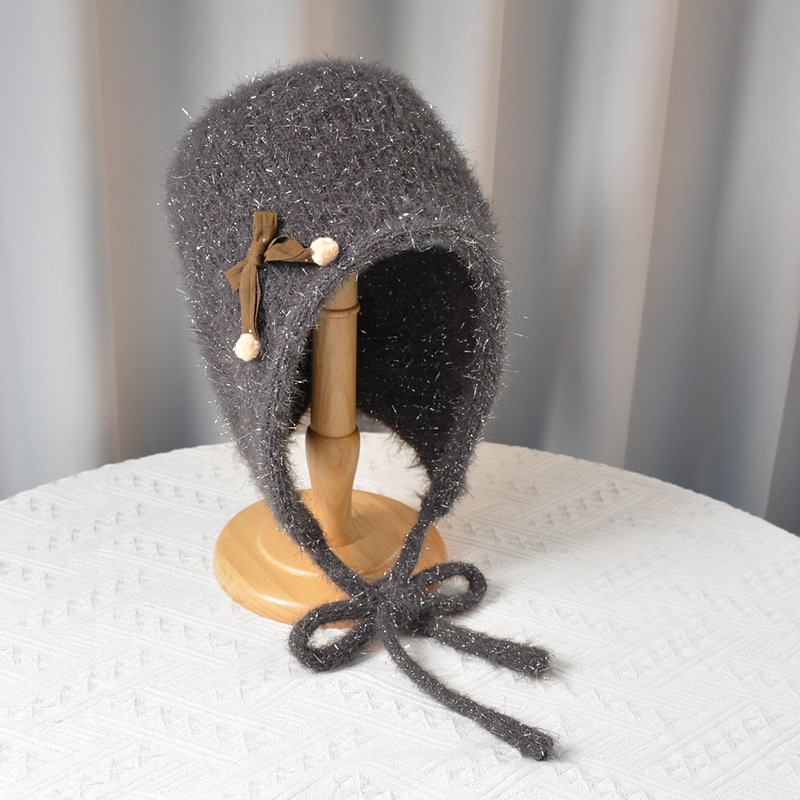 Chapeaux tricotés en fil papillon doux et mignon pour enfants automne hiver, protection des oreilles en peluche à la mode, visage_voghion.com