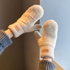 新しいクロスボーダー模造ミンクベルベット暖かい手袋女性のための秋と冬の防寒厚みのあるベルベット韓国スタイルソリッドカラーミトンカバー