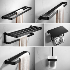Brass bathroom towel rack black storage rack clothes hook bathroom bathroom hardware pendant toilet towel bar set