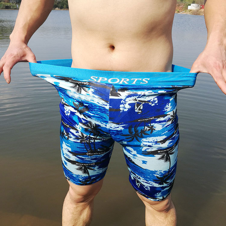 Bañador de cinco puntos de los hombres largos bañador profesional de aguas termales de secado rápido de cintura ancha deportes de carreras más tamaño traje de baño adulto