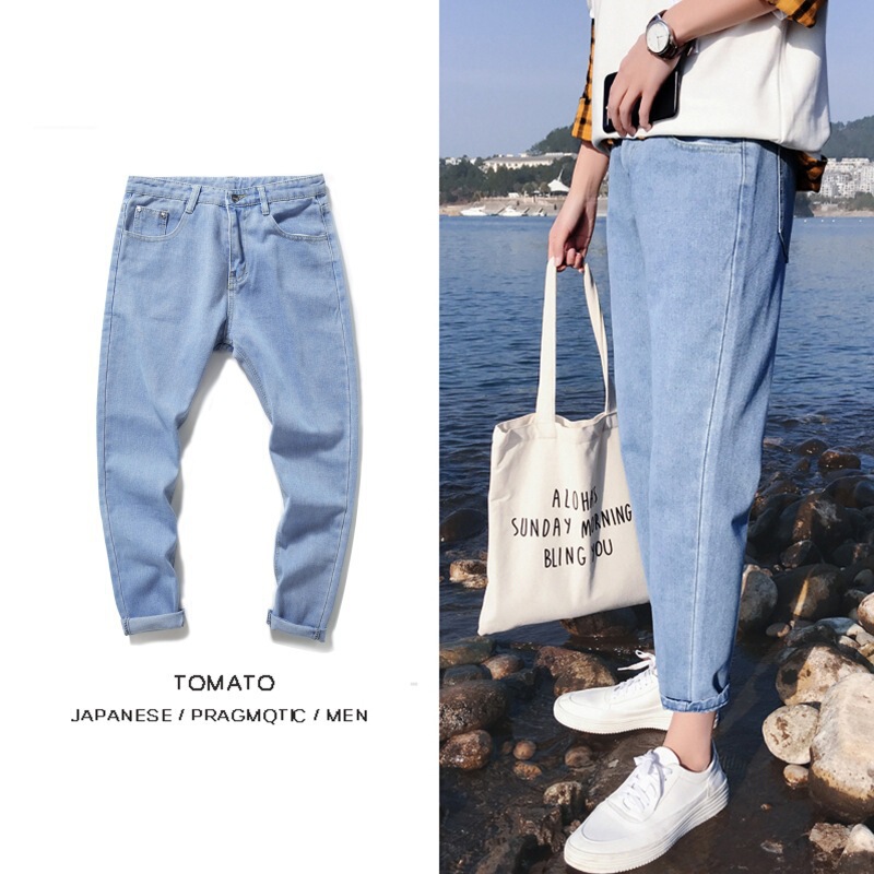 Hong Kong-style Autumn New Straight-leg Jeans Men's Korean-style Loose All-match Harajuku-style Bf Student Cropped Pants
