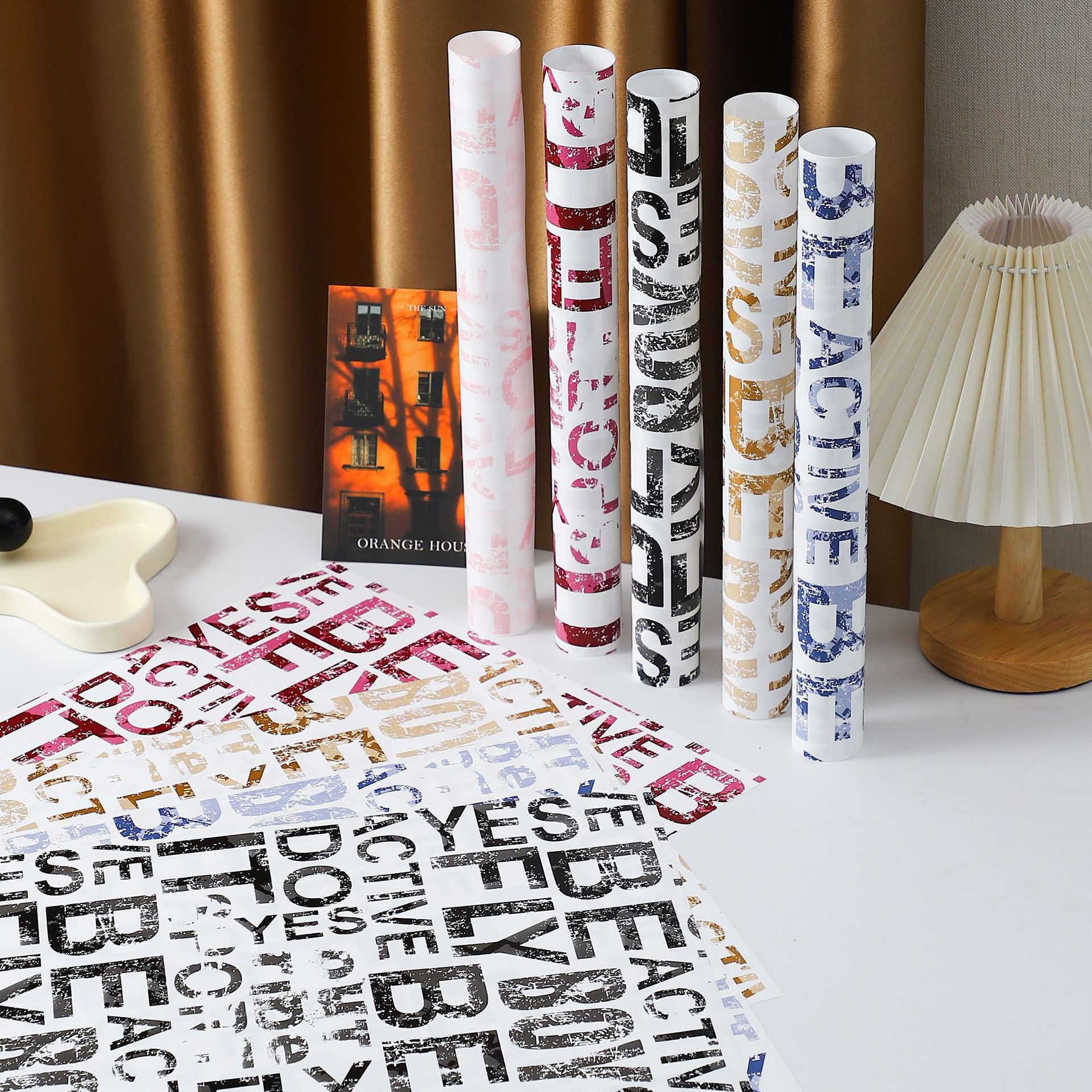 Papel de regalo de Navidad Eve Apple papel de embalaje impermeable Ouya Papel de regalo de flores de inglés vintage