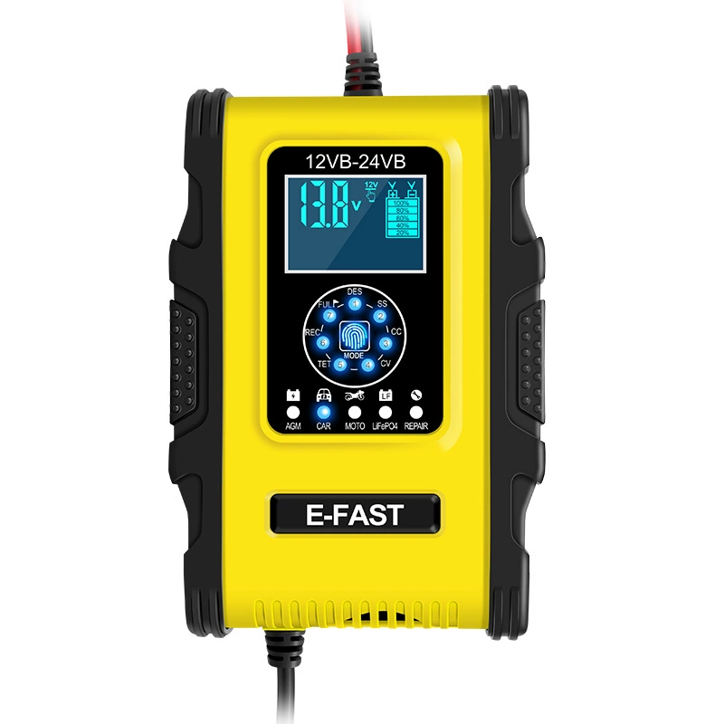 Зарядное устройство для свинцово-кислотных аккумуляторов 12В/24В 12А с 7-ступенчатой зарядкой, дисплей, для литиевых аккумуляторов 14.6В, для электромобилей