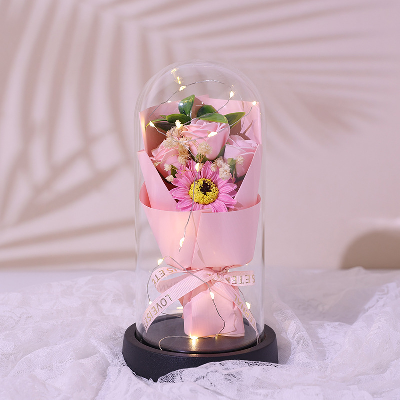 520 regalo de San Valentín copa de vidrio eterno flores secas rosas jabón flores para amigos y esposas adornos exquisitos