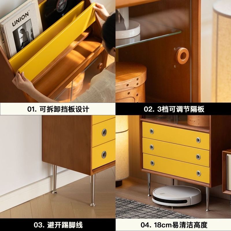 复古尼尔森中古客厅沙发电视实木边柜展示柜卧室日式收纳储物柜|undefined