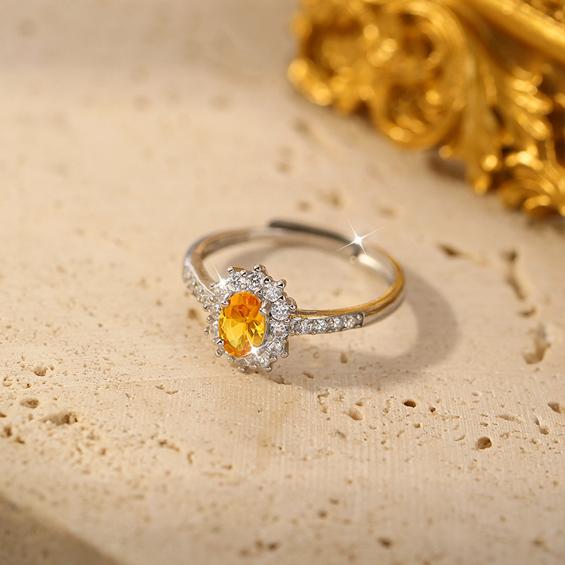 Nueva moda Natural Fanta Stone s925 Anillo ajustable de plata esterlina Diseño de nicho femenino Personalidad avanzada y versátil