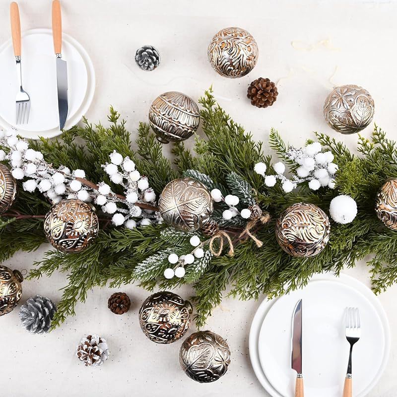 8CM/12PCS Vintage Bola de Navidad Juego Decoraciones Navidad Interior Festival Árbol de Navidad Decoraciones Colgante Bola