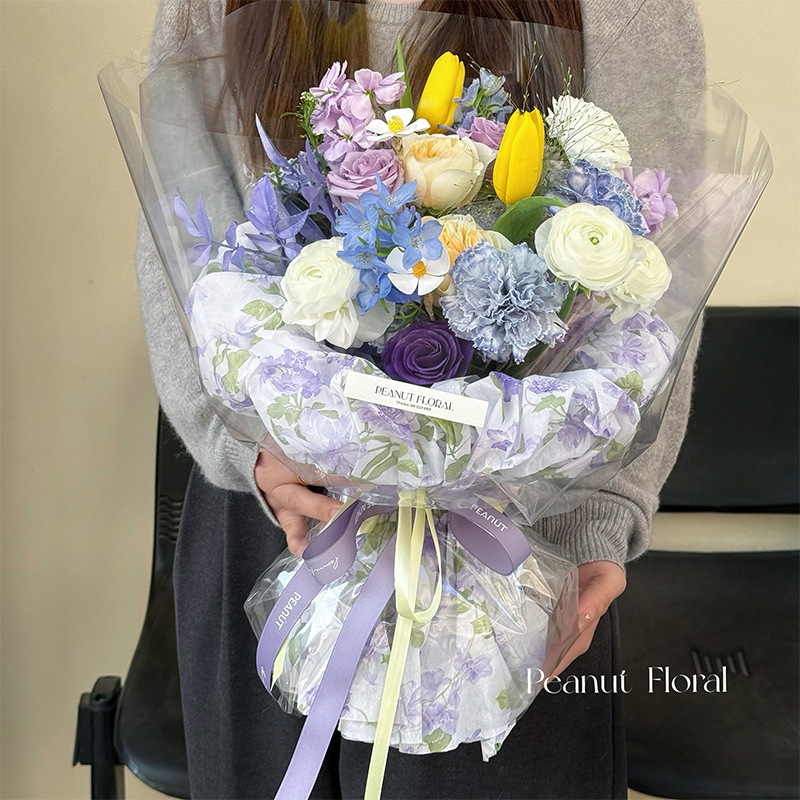 新款花满筑包花内衬纸防水牛奶棉包花鲜花包装纸花店花艺包装资材