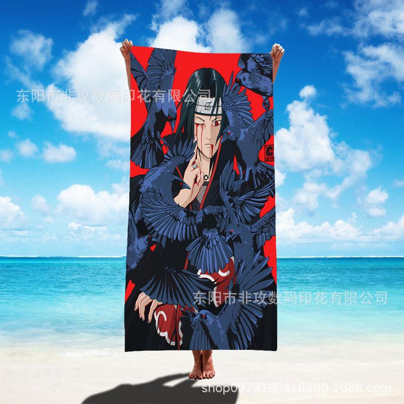 Hot Selling Day Long Painting Naruto Bath Towel Square Beach Towel Microfiber Quick-drying Printed Towel