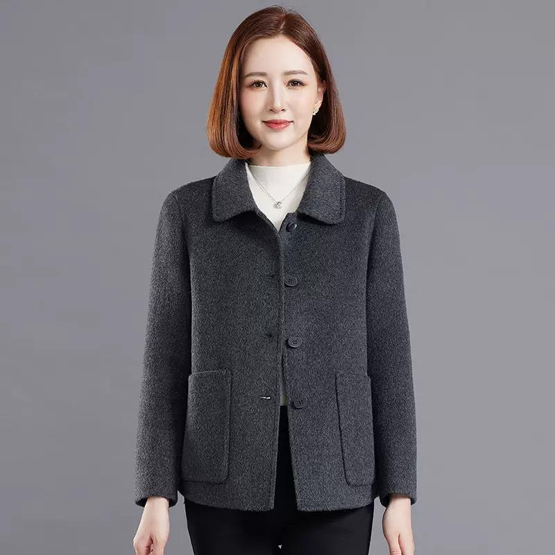 工厂直营小个子短款羊毛大衣女式外套2025秋新款韩版宽松大码保暖