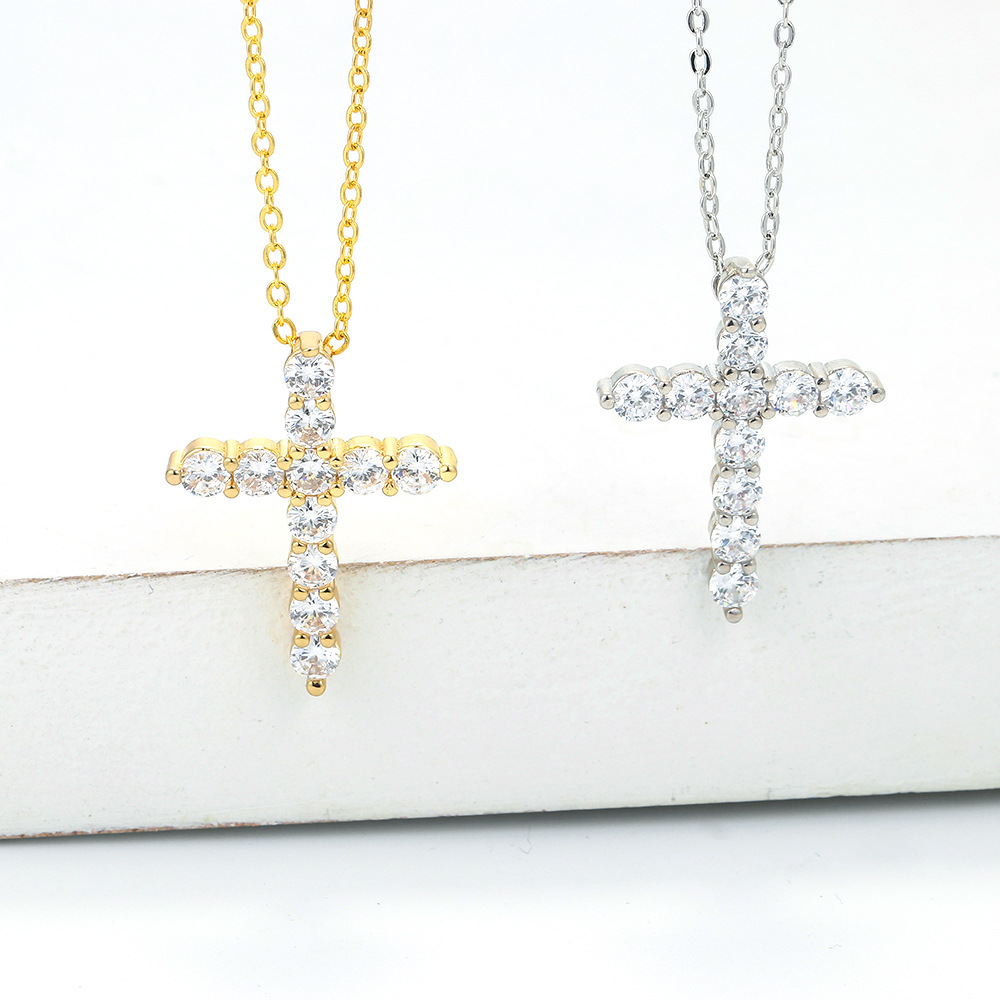 3g Weight Necklace Classification Fashion Cross Copper Zircon Necklace Wholesale