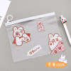 Cartoon ring with zipper PVC, transparent waterproof storage bag for elementary school students, stationery, pencil case