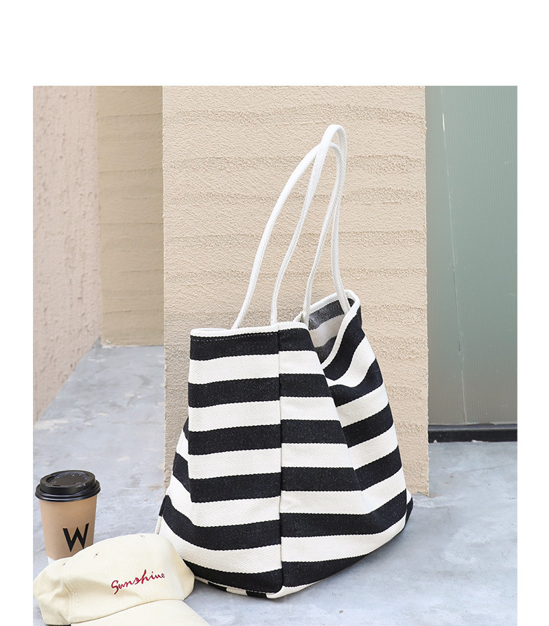843g Weight Open Closure Type Double Shoulder Straps Strap Type Canvas Bag Bags Type Casual, Holiday Occasion Canvas Material Stripe Pattern All Seasons Season Women's Gender Streetwear Style Large Size Women's Large Canvas Stripe Streetwear Open Canvas Bag 16