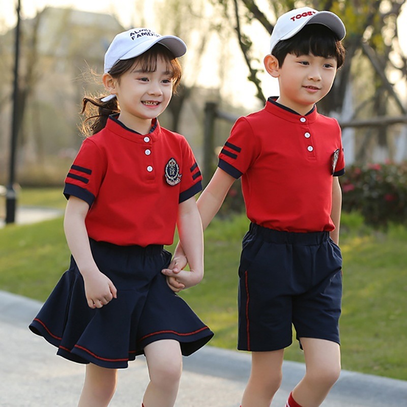 幼兒園園服夏季學院風兒童校服運動服夏裝短袖套裝小學生班服春秋