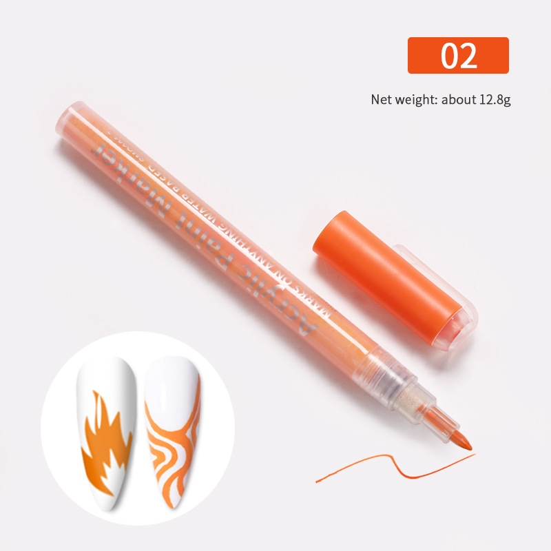 Pintura de uñas graffiti pluma marcador de acrílico color pintado a mano punto flor gancho línea DIY uñas para hornear sin acuarela en blanco y negro