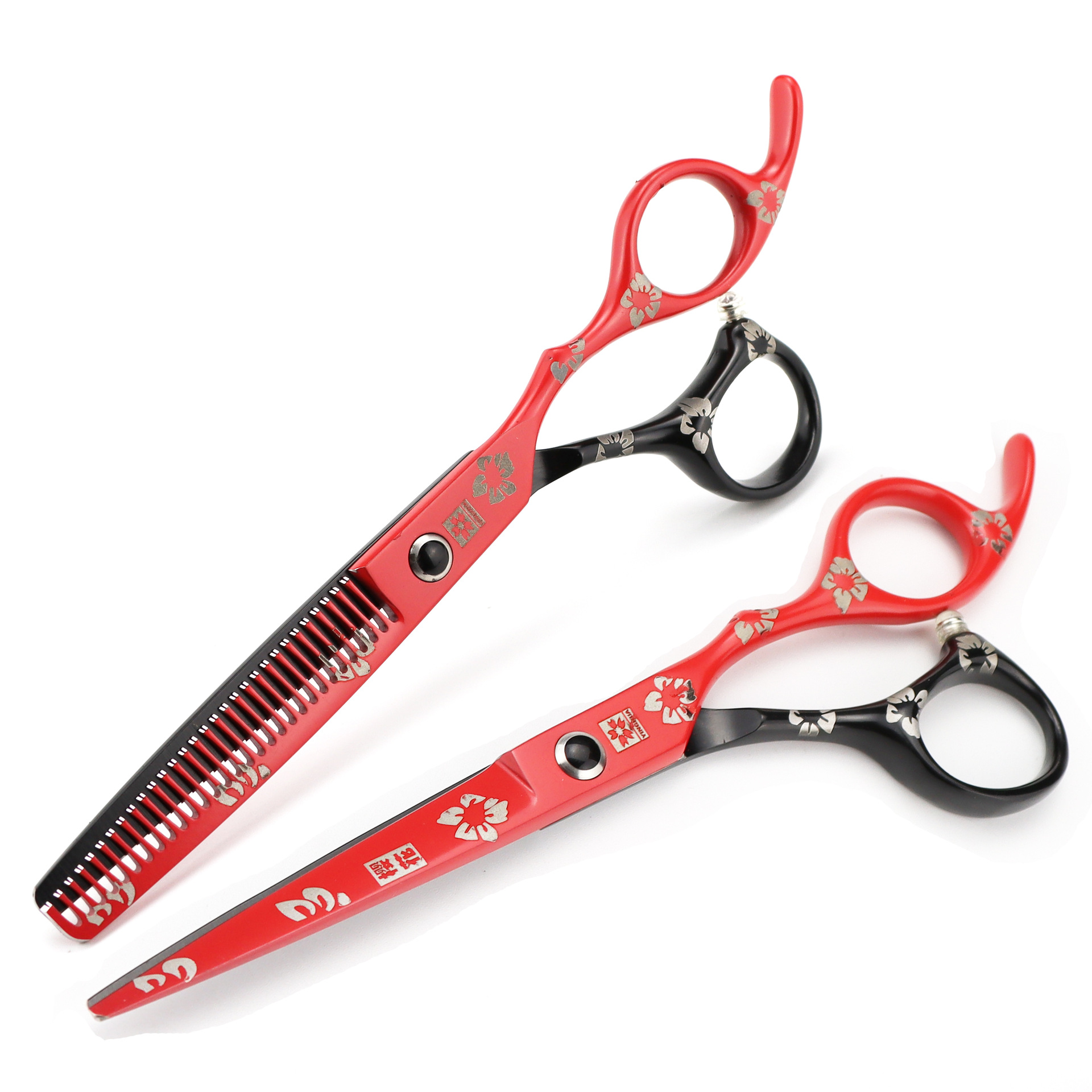 黑白彩色樱花专业 美发剪 理发剪平剪牙剪刘海剪 打薄剪7色可选