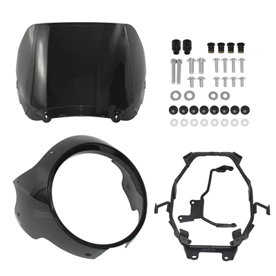Bumper, Motorcycle front windshield - bright-black-headlight-shade-smoked-black-windshield