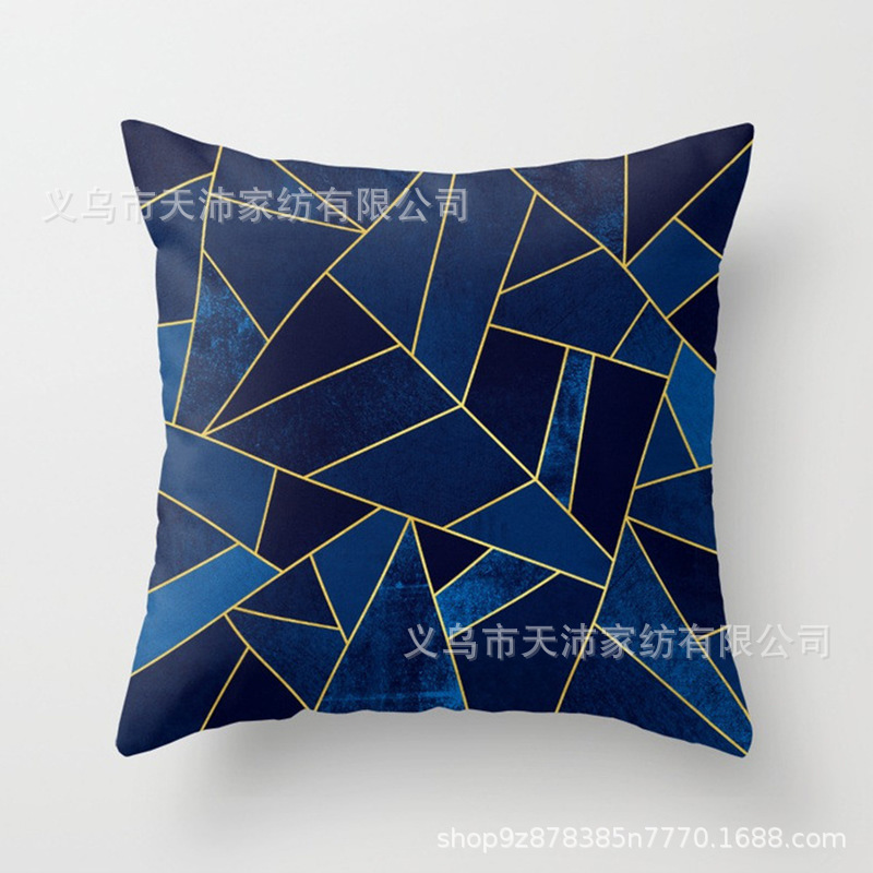 Funda de almohada personalizada con logotipo corporativo, funda de cojín geométrica de Amazon, terciopelo piel de melocotón, cojín para sofá de sala de estar, moderno y minimalista