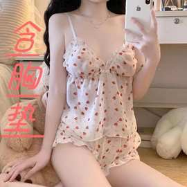 情趣内衣性感少女草莓雪纺胸垫款睡衣吊带分体两件套装诱惑 255