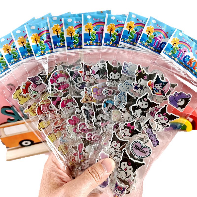 Pegatinas de burbujas de dibujos animados para niños Sanrio Kapibala Ice Animal Dinosaur Cars 3D Pegatinas estéreo