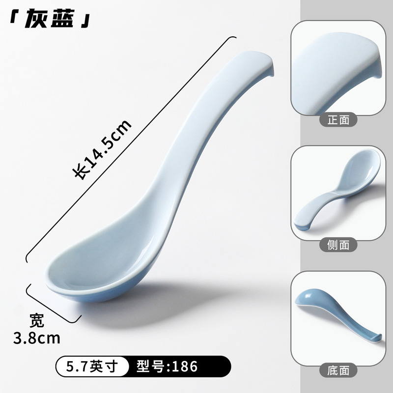密胺餐具勺子商用餐饮塑料小汤勺仿瓷短柄匙羹调羹汤匙饭店用粥勺|undefined