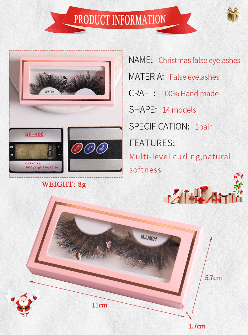 New Mink Hair False 1 Pair Powder Box Natural One Piece Eyelash false eyelashes_voghion.com