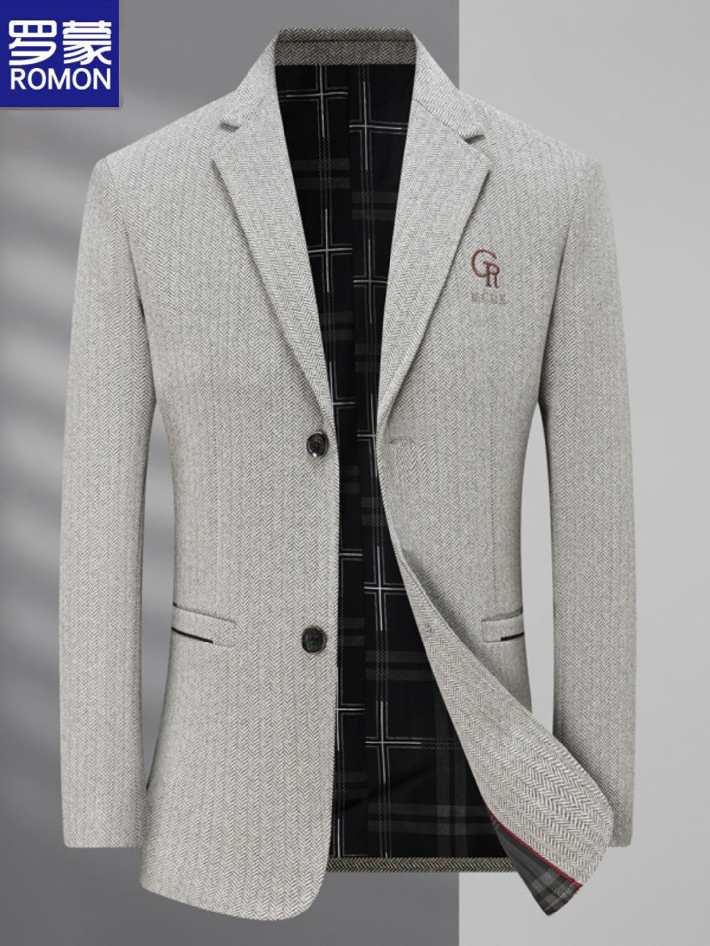 罗蒙休闲西服男2025春秋新款中青年单西韩版修身商务西装品牌外套