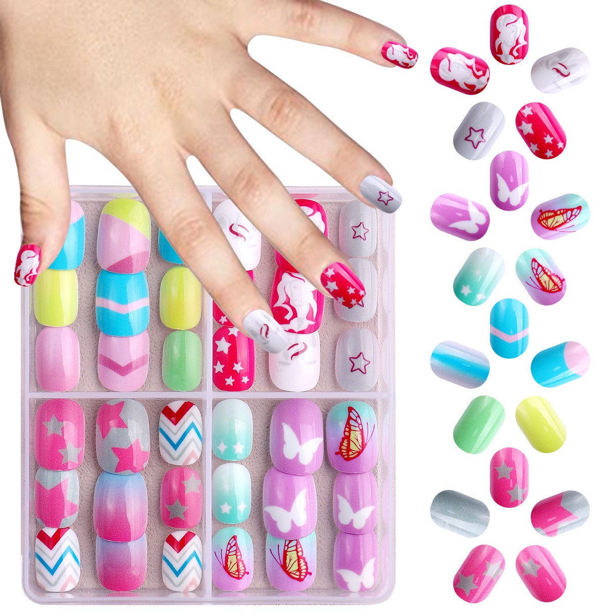 Set de manicura para niñas ZHJP-473 (incluye 3 pegamentos de gelatina gratis + pequeñas limas).