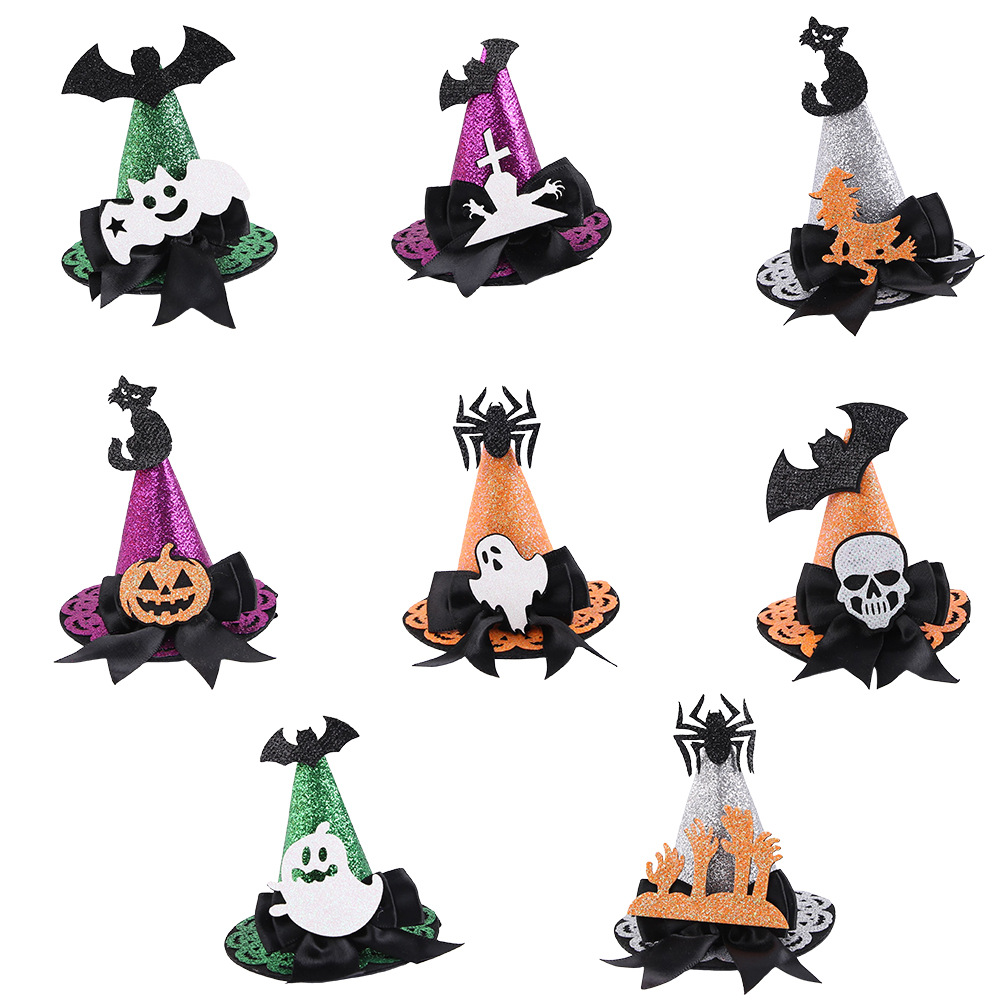 Halloween tocado sombrero mini bruja arco clip para el pelo fantasma día de baile maquillaje decoración fantasma sombrero clip para el pelo